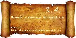 Kovácsovics Armandina névjegykártya